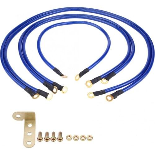 Universal 5-Point Auto Car Earth Cable System Ground Grounding Wire Kit Blue Color