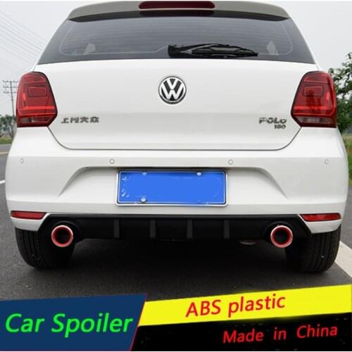 For Volkswagen Polo Rear Spoiler Rear Bumper Diffuser Protector Body kit bumper Rear Front shovel lip ABS Plastic 2014 2016 2018