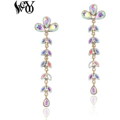 VEYO Crystal Long Flower ZA Drop Earrings for Women 2019 NEW Dangle Elegant Earrings Fashion Accessories Jewelry Brinco