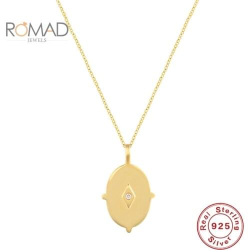 ROMAD 925 Sterling Silver Eye Pattern Pendant Necklace 18k Gold Plating Necklace 2020 Women Jewelry Joyero Bijoux Femme