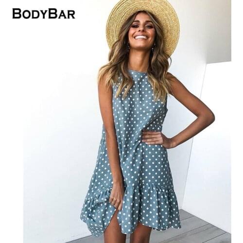 Ladies Polka Dot Print Dress Large Size Round Neck Chiffon Casual Skirt Ruffle Summer Dress Women 3XL Bohemian Dresses Vestidos