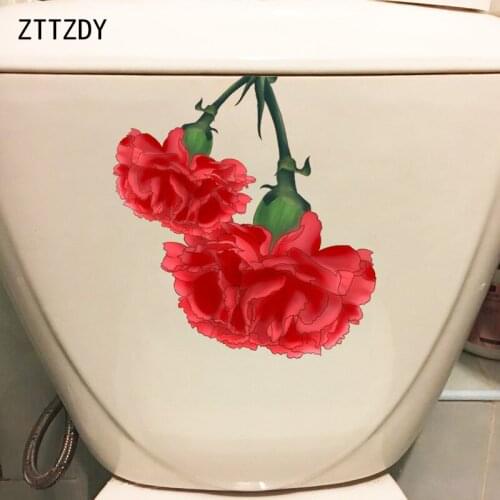 ZTTZDY 21*22.3CM Carnation Flower Home Room Decor Classic Art Wall Decals Toilet Sticker T2-0117