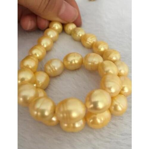 13 -14mm south sea baroque gold pearl necklace 18" KKK