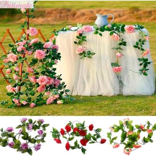 2M Artificial Rose Flowers Faux Plants Leaf Hanging Silk Peony Vine Garland for Wedding Home Garden Wall Decoration Fake flower