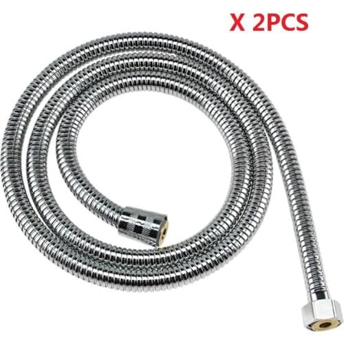 2PCS 1.5m 2m Shower Hose Soft Shower Pipe Silver Color Common Flexible Bathroom Water Pipe Stainless steel