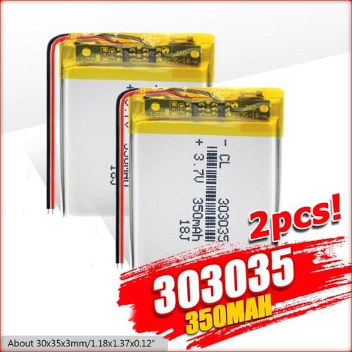 303035 3.7v 350mAh Lithium Ion Li-polymer Battery PCM Protected Selfie Stick Driving Recorder Locator Radio Lipo Bateria