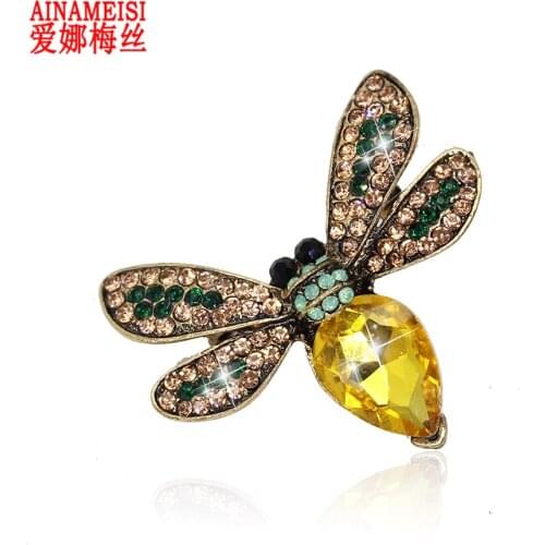 AINAMEISI Cute Crystal Bee Brooches for Women Boy Kids Suit Coat Rhinestones Insect Pins Wedding Dress Scarf Brooch Jewelry Gift