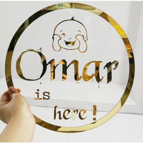 Oh Baby Sign Acrylic Mirror gold Name Sign for Baby Shower Party Decor, Personalized Mirror Babyshower Gift