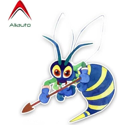 Aliauto Funny Car Sticker The Bee Holds A Weapon Decal Accessories PVC for Volkswagen Polo Ford BMW Audi Toyota,19cm*16cm