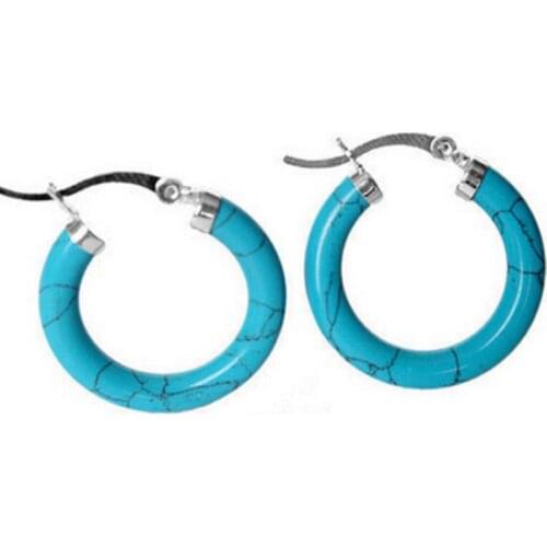 Free shipping New Charming 925 sterling silver With Blue turquoise Ring Earring