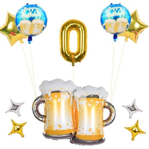 1set Large Gold Beer Cup Helium Balloons Birthday Party Decors Lets cheers Adults Kids Gifts for Birthday Balloon Air Globos