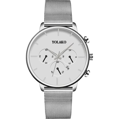 Montre homme 2020 Top Brand Mens Wristwatch Alloy Mesh Quartz Mens Watches Men Classic 3 Eyes Fashion Date Display Male Clock