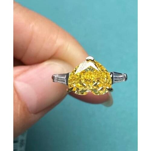 Pirmiana S925 Silver Heart Shape 3.0ct Simulated Diamond Rings CZ Gemstone Fashion Jewelry