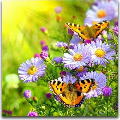 Colored Flowers Printed Fabric 11CT Cross Stitch Kit Embroidery DMC Threads Handicraft Sewing Needlework Painting Needle