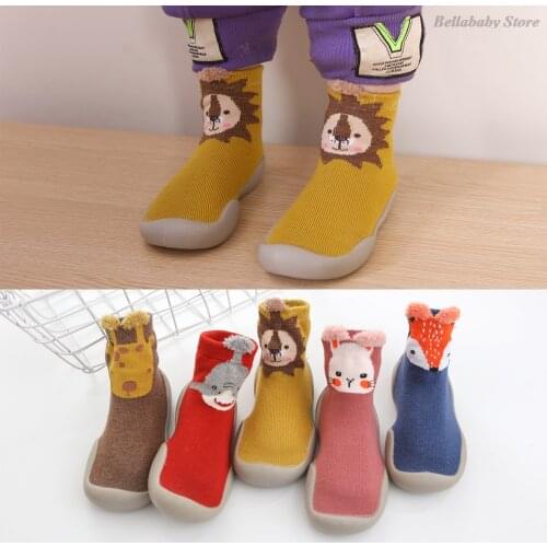 Children Anti-slip Shoes Newborn Baby Girl Cotton Non-slip Floor Socks Baby Boy Rubber Sole Cartoon Indoor Socks Infant Shoes
