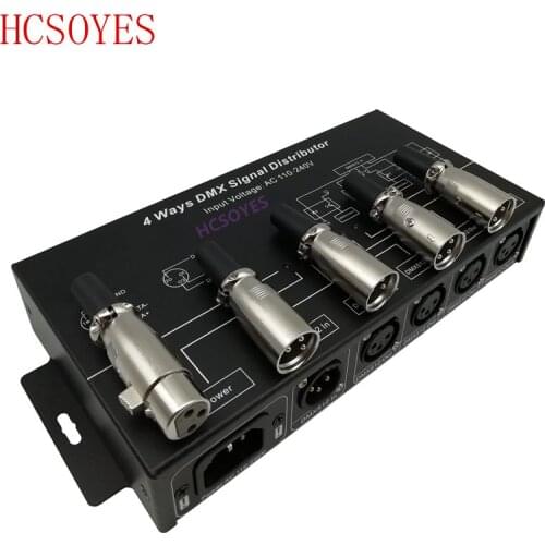 DMX124 AC100V-240V input DMX512 amplifier Splitter DMX signal repeater 4CH 4 output ports DMX signal distributor