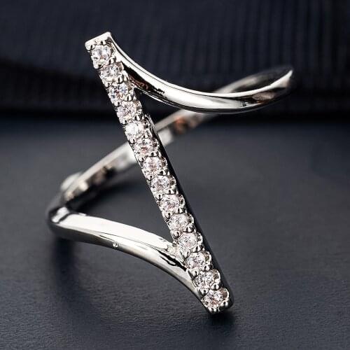 Geometric Bridal Cross Personality Finger Rings Silver Color Cz Rhinetone Wedding Rings For Women Fine Jewelry New Accessories