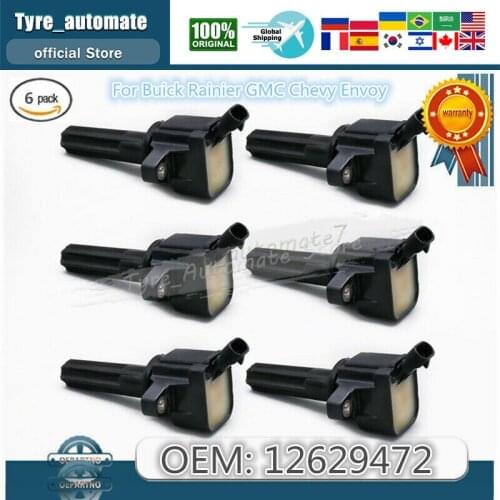 6 Pieces OE Part# 12629472 Ignition Coils For Buick Rainier GMC Chevy Envoy 4.2L L6 - Gas