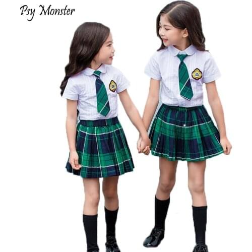 Japanese Student School Uniforms Set Suit for Girls Boys Children Formal Dress Kids Shirt Pleated Skirt Boys Shorts Tie Clothes