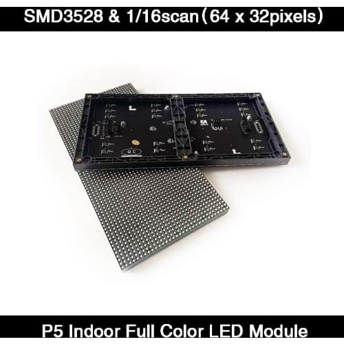 Indoor P5 Full Color LED Display Module Matrix 64x32 Pixels SMD3528 HD RGB LED Panel 320mm x 160mm