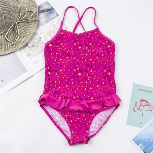 2020 Print Girls Swimsuit 5-12 Years Children Kids Swimwear Falbala Girls One Piece Swimsuit Kids Monokini Bathing Suit A27