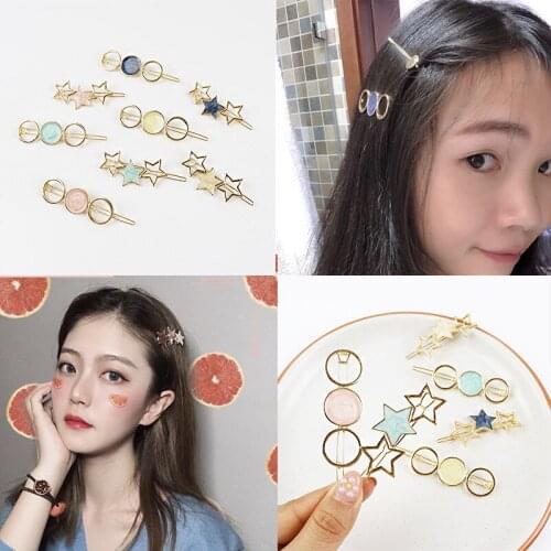 Small Fresh Star Girl Hairpin Metal Word Clip Simple And Cute Bangs Clip Hairpin