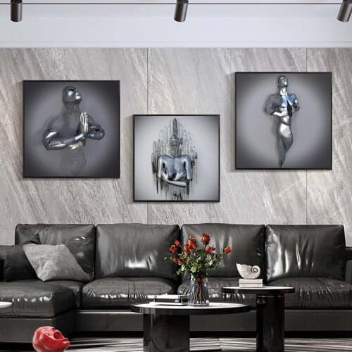 Metal Figure Statue Art Murals Canvas Paintings Romantic Abstract Posters and Prints Wall Pictures Living Room Hotel Decoration