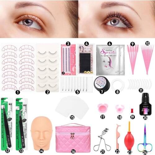 False Eyelashes Extension Practice Exercise Set For Beginner Mannequin Head Set New Hand Practice Eye Lashes Graft Makeup Tool