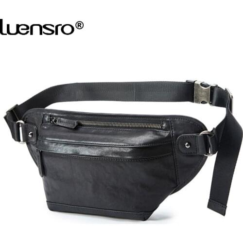 High Quality Cowhide Leather Chest Bag Genuine Leather Mens Shoulder Messenger Belt Bag Casual Sports Waist Bag Packs Crossbody