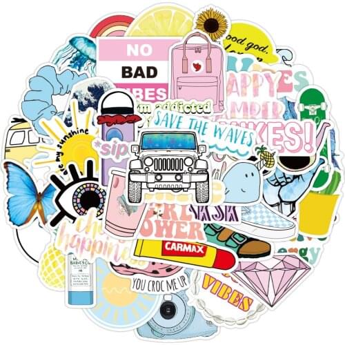 10/50pcs Cute Cartoon INS Style Vsco Girl Stickers for Laptop Moto Skateboard Luggage Refrigerator Notebook Laptop Toy Sticke