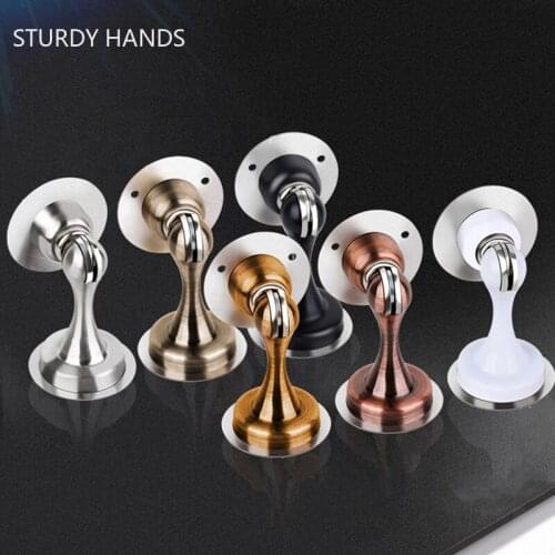 Non-punch Stainless Steel Magnetic Door Stopper Bedroom Door Mute Anti-collision Fixator Bathroom Wall-mounted Door Stop