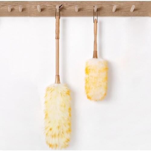 Long Wood Handle Household Dust Mites Soft Non-static Furniture Lambswool Brush TB Sale