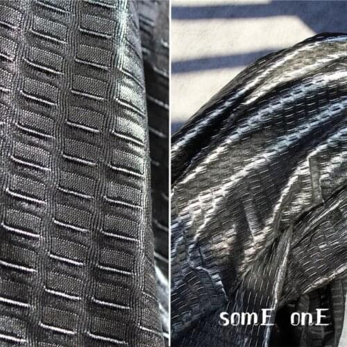 New Matte silver Square organ Pleated Fabric DIY Patchwork Sew Skirt Dress High end Clothing Designer Fabric 50*165cm