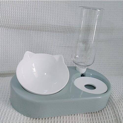 New 2in1 Cats Food Bowl Water Dispenser Automatic Water Storage Non-slip Bowls for Cat Cute Small Dog Bowls with Stand Cat Dish