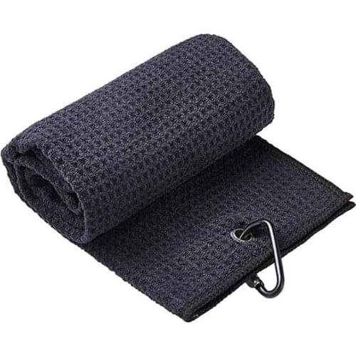 Microfiber Fabric Waffle Pattern Golf Towel with Carabiner Clip Hook