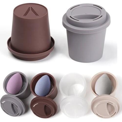 1Pc 2021 Empty Makeup Coffee Cup Face Foundation Powder Sponge Stand Storage Case Beauty Puff Holder Cosmetic Dry Box DROPSHIP