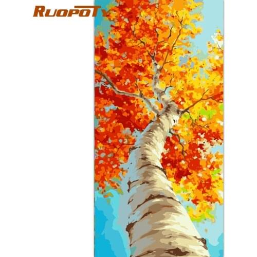 RUOPOTY 60x120cm Frame Tree DIY Painting By Numbers Landscape Acrylic Paint By Numbers Handpainted Oil Painting For Home Decor