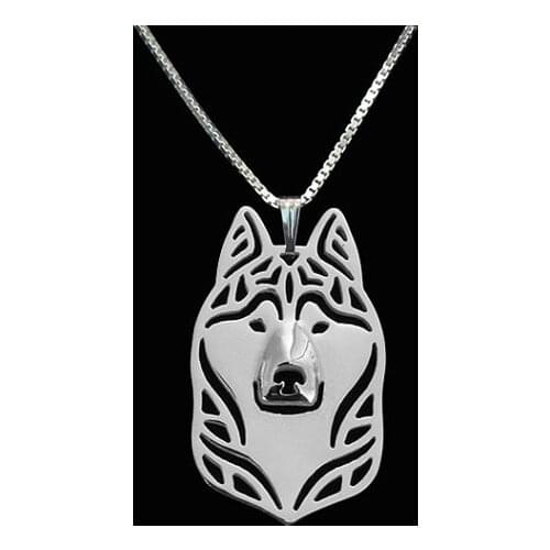 Siberian husky jewelry - Gold and silver pendant and necklace jewelry Simple abstract animal