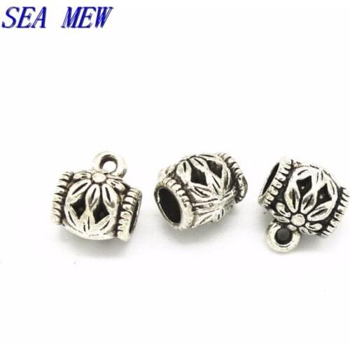 30PCS 8.3*6.5mm Tibetan Silver Color Necklace Connector Bail Beads Hole Bead Pendant Connector For Jewelry Making