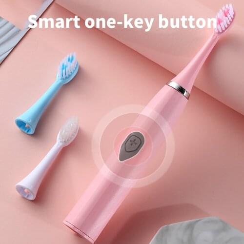 Ultrasonic Electric Toothbrush Household Adult Couple Non-Rechargeable Waterproof Cleaning Soft Brush With Three Brush Head