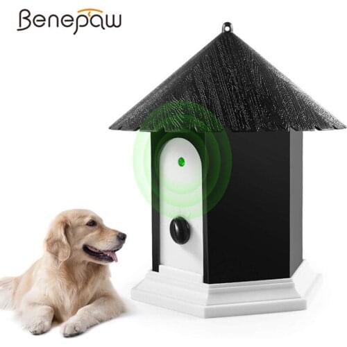 Benepaw Ultrasonic Anti Barking Device Control Waterproof Adjustable Dog Bark Deterrent Efficient Pet Stop Barking Up To 15m