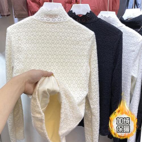 Woman Long Sleeve High Collar Hollow Out Lace Patchwork Shirt Female All-match Lace Blouse Button White Tops Ladies Shirt H1237