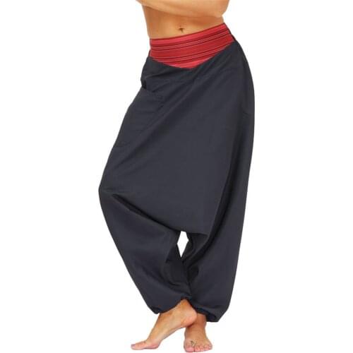 Women Fitness Harem Pants Drop Crotch Yoga Trousers Patchwork High Waist Bloomers Oversized Sarouel Pantalons