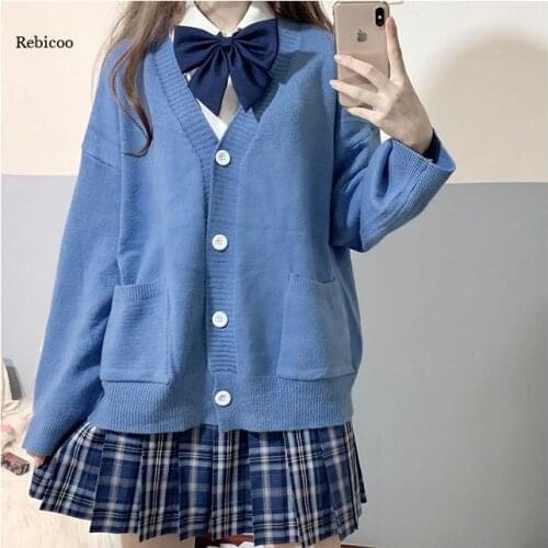 Spring korean woman sweaters cardigan solid color v-neck long sleeve knitted sweater women autumn clothes knitwear cosplay tops