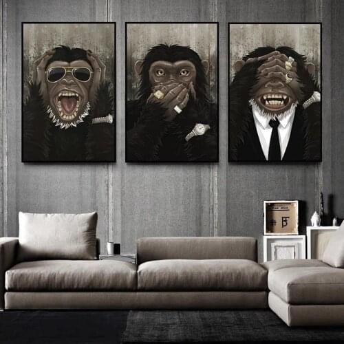 Animal Anthropomorphic Orangutan Canvas Painting Living Room Bedroom Wall Art Interior Home Decoration Painting Wall Art Decor