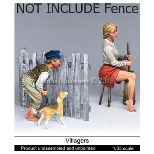 1/35 Scale Unpainted Resin Figure villagers 2 figures collection figure
