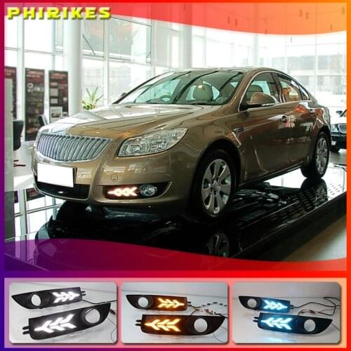 1 Pair LED DRL Daytime Running Lights Daylight With Turn Signal and Night Blue Lamp For Buick Opel Regal Insignia 2009-2013