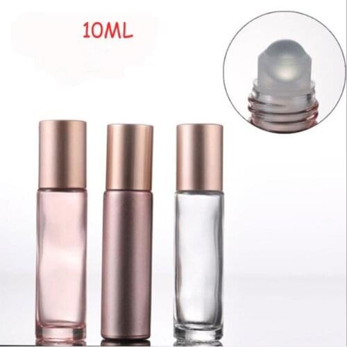 1pc 10ml Gradient Color Thick Glass Roll On Essential Oil Empty Perfume Bottle Roller Ball Durable Travel Bottles Makeup
