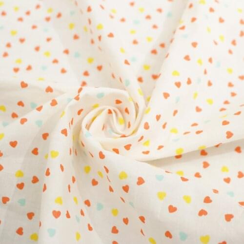 1 Yard Pure Cotton Calico Print Colorful Love Hearts Fabric For Blouse Lace Top Party Dress Table Cloth Curtain pajamas