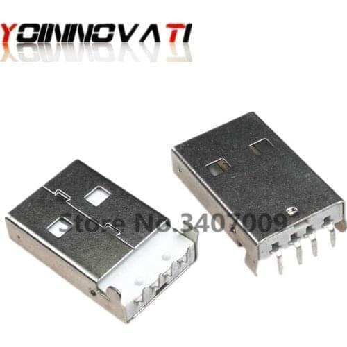 10PCS USB 2.0 Male A Type USB PCB Connector Plug Right Angle 90 degree DIP Male USB Connectors